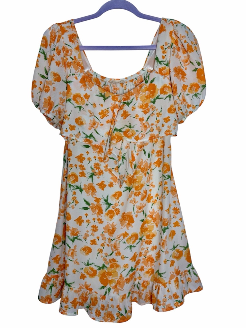 Sienna Sky White & Orange Floral Puff-Sleeve Sundress - Picture 2 of 5